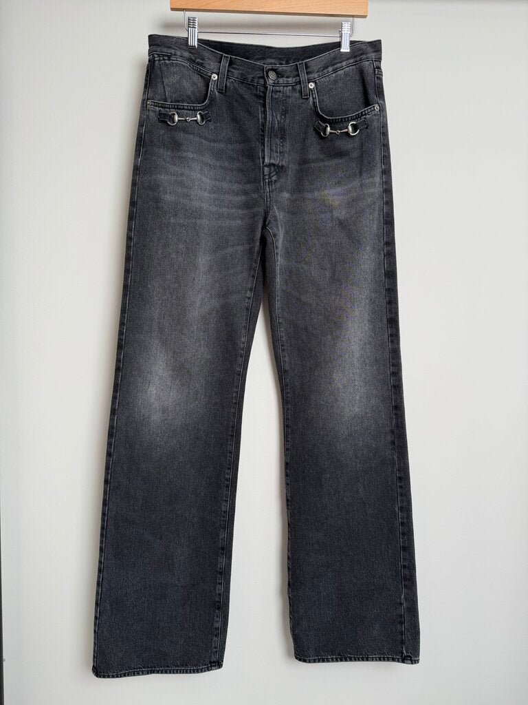Gucci Dog Bit Grey Black Denim size 34
