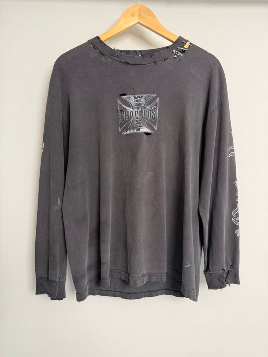Preowned Vintage West Coast Chopper Spell Out Black L/S M/L