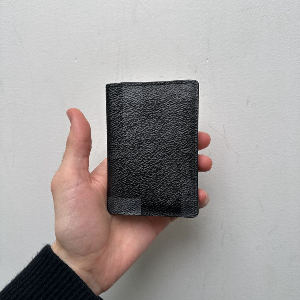 Preowned Louis Vuitton Black Grey Square Bifold Cardholder