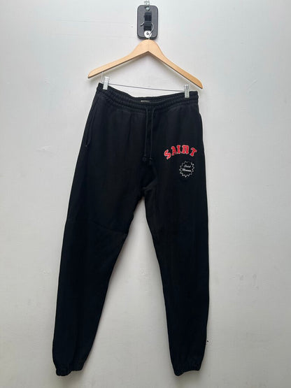 Preowned Saint Micheals Black Red Small Logo Sweatpants Sz.Medium