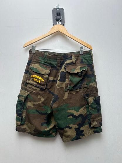 Preowned Gv Gallery Camo Yellow Spellout Shorts Sz.Small