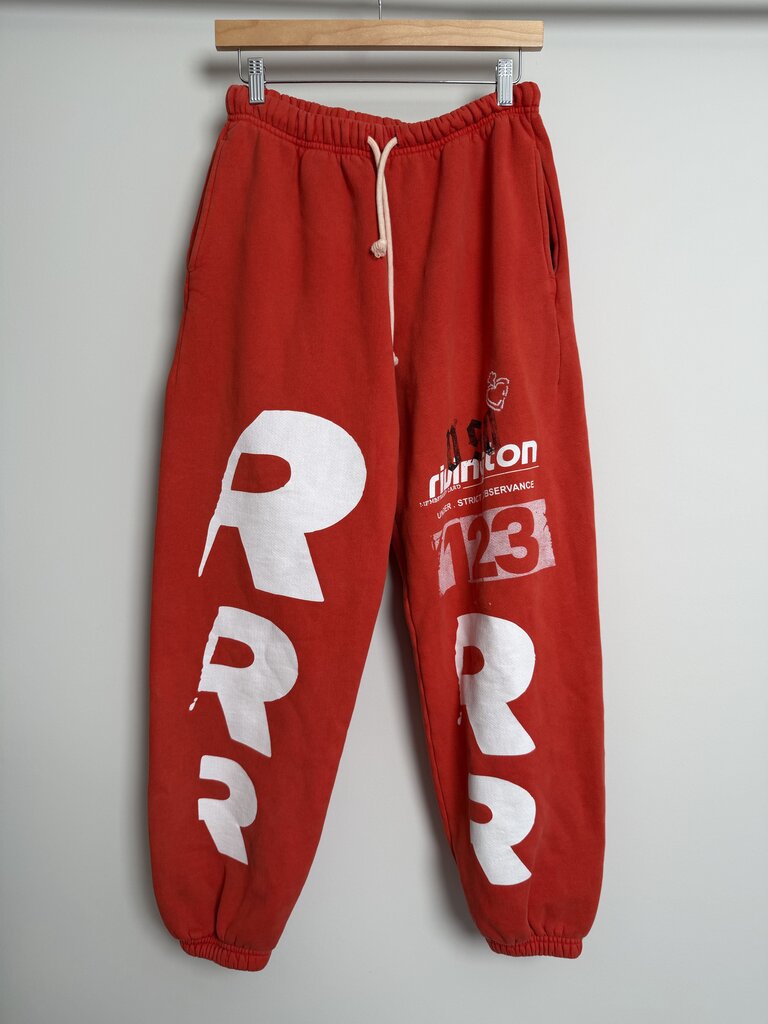 Preowned Rivington Roy Red Spellout Jogger Sweatpants size M