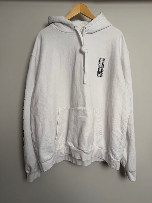 Preowned Chrome Heart Spell Out Logos White Black Hoodie size XL