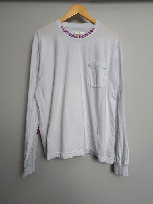 Preowned Chrome Heart White Purple Logo L/S size XL