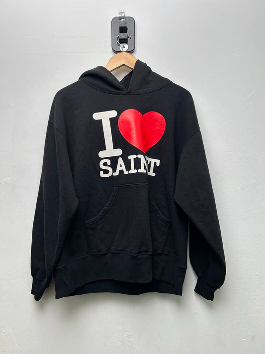 New Saint Micheal Black I Love Saint Hoodie Sz.Medium