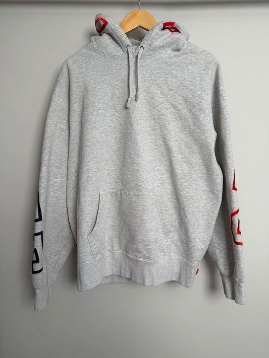 Preowned Supreme Multi Color Spell Out Grey Hoodie size L