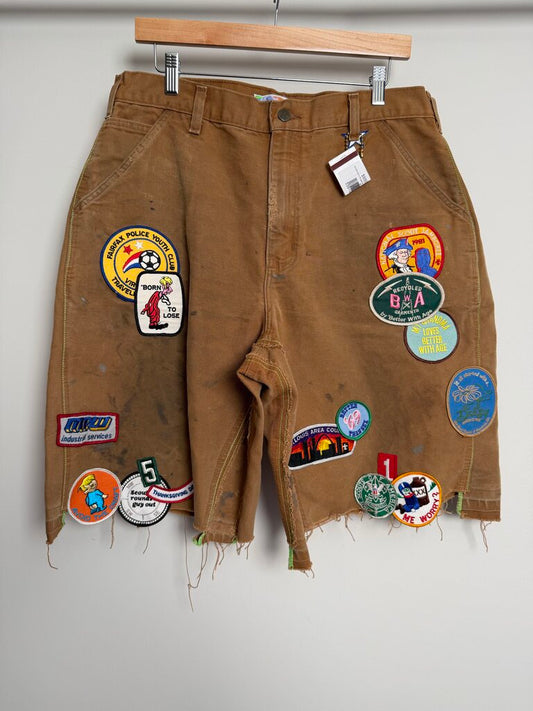New Better With Age Brown Patch Carpenter Shorts size 34