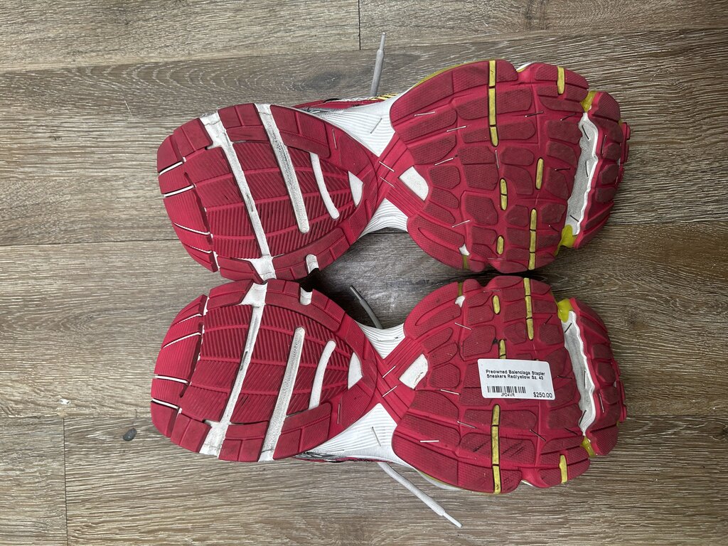 Preowned Balenciaga Stapler Sneakers Red/yellow Sz. 43