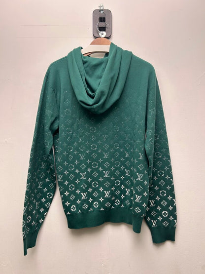 Preowned Louis Vuitton Degrade White Monogram Green Hoodie Sz.Medium