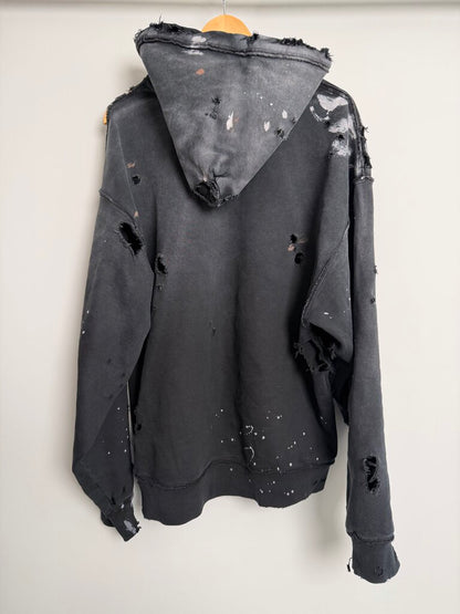 Satoshi Nakamoto Black Distressed Spell Out Black Zip Up Hoodie size XL