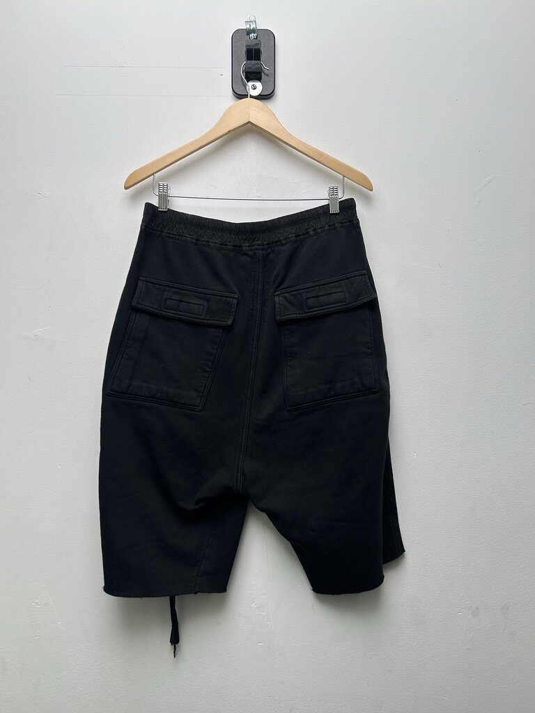 Preowned Rick Owens Black Drkshdw Logo Sweat Shorts Size Small