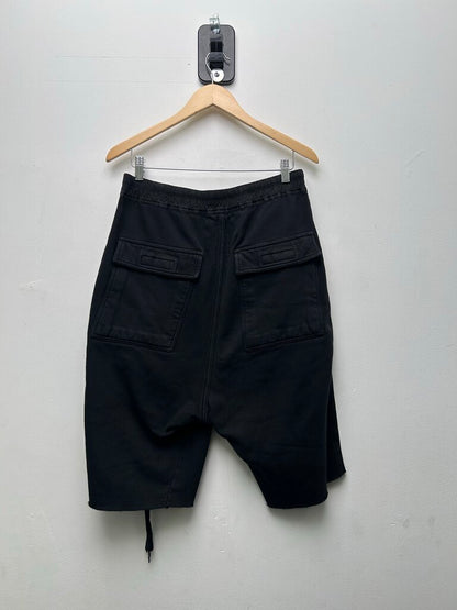Preowned Rick Owens Black Drkshdw Logo Sweat Shorts Size Small