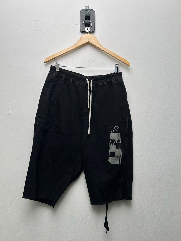 Preowned Rick Owens Black Drkshdw Logo Sweat Shorts Size Small