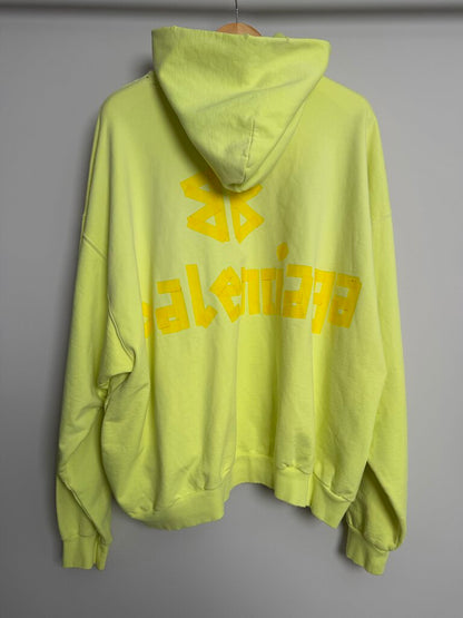 New Balenciaga Tape Logo Neon Green Hoodie Sz. L