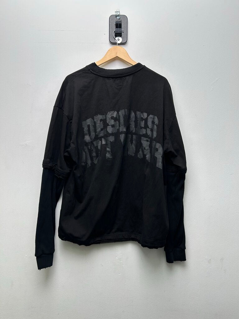 Preowned Bottega Desires Black/Black Thermal Tee Long Sleeve Size 3XL