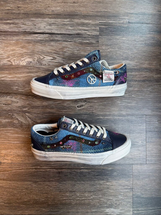 New Vans Navy Harris Tweed Old Skool Sz. 8