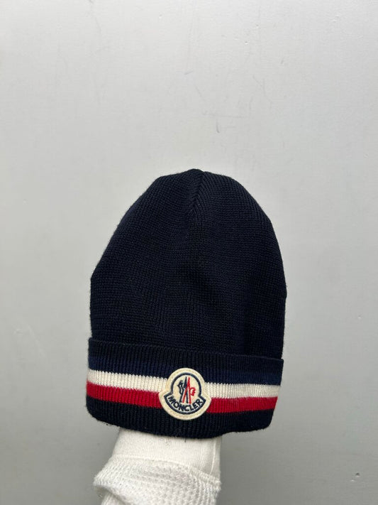 Preowned Moncler Navy White Red Beanie