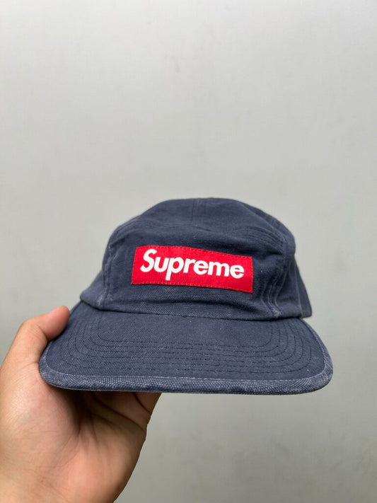 Preowned Supreme Navy Red Washed Box Logo Hat