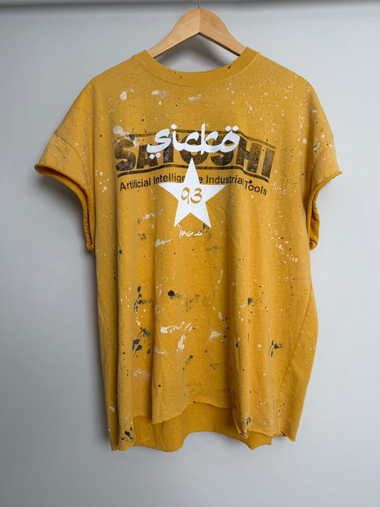 New Satoshi Sicko Yellow Paint Splatter Cut Off size L