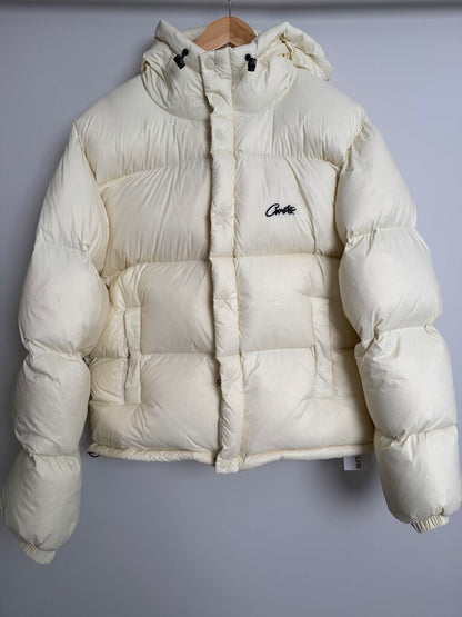 Preowned Corteiz Puffer Jacket Cream Size L