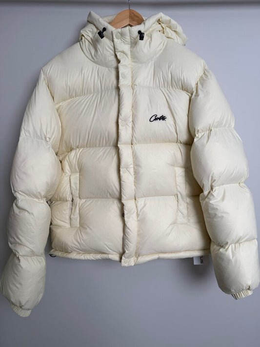 Preowned Corteiz Puffer Jacket Cream Size L