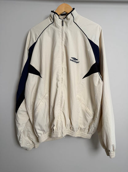 Preowned Balenciaga Cream Navy Black 3B Track Jacket size 2XS(Fits L/XL)