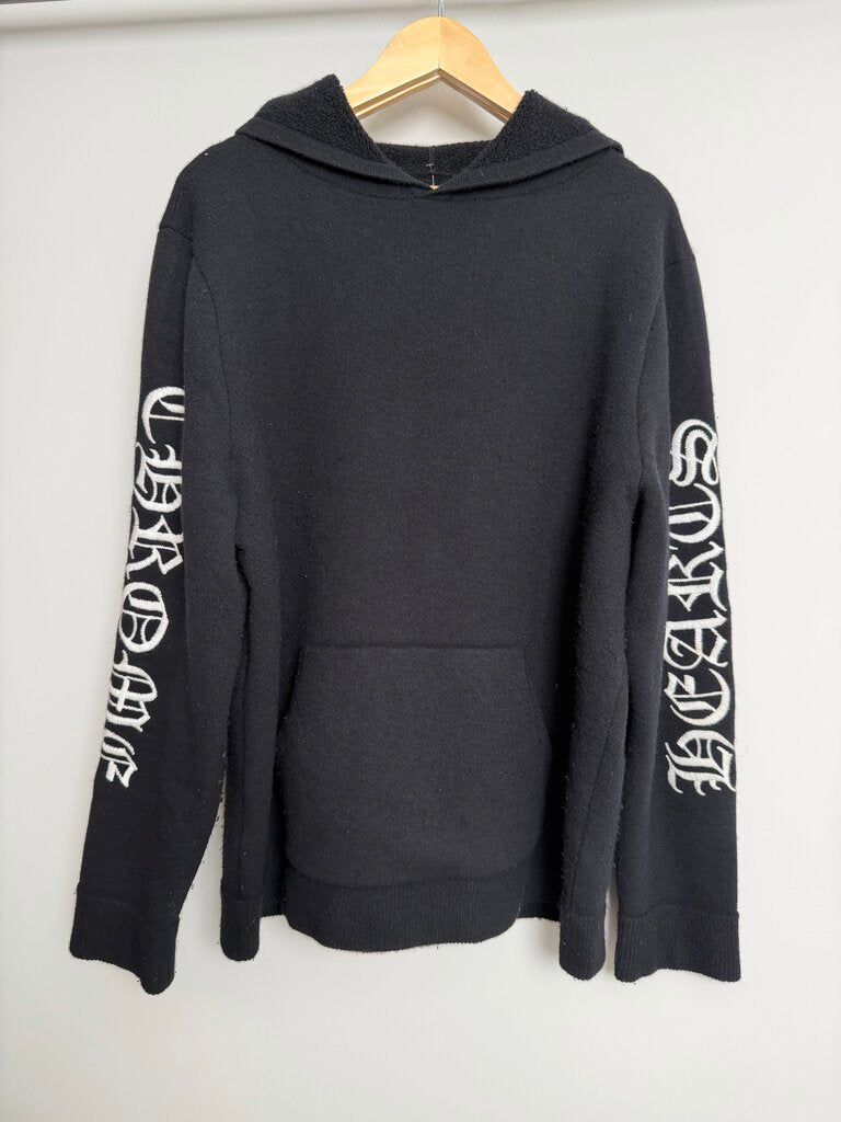 Chrome Heart Cashmere Spell Out Black Hoodie size XL