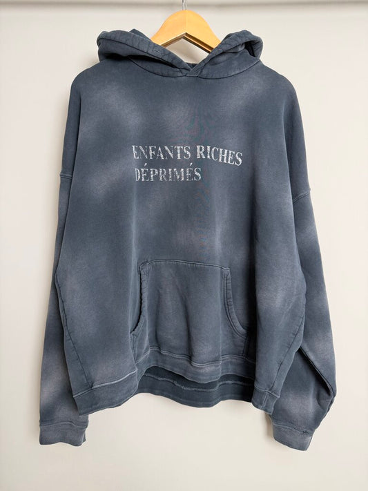 ERD Black/Navy Sun Burnt Spell Out Hoodie size XL
