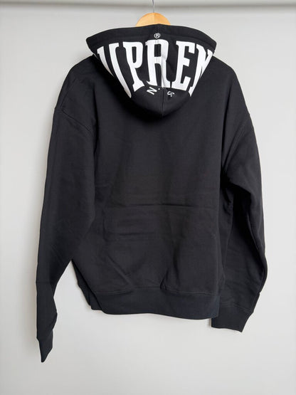 New Supreme Black White Hooded Logo size L