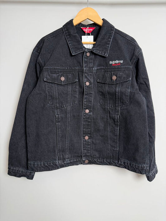 New Supreme Basic Logo Black Denim Jacket size M