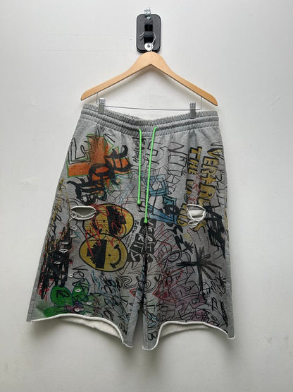 New Vertabre Grey Graffiti 3/4th Shorts Sz.XXL