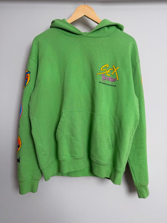Preowned Chrome Heart Sex Records Lime Green Hoodie size L
