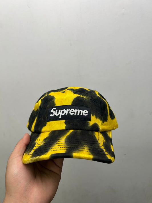 New Supreme Black Yellow Tie Dye Box Logo Hat