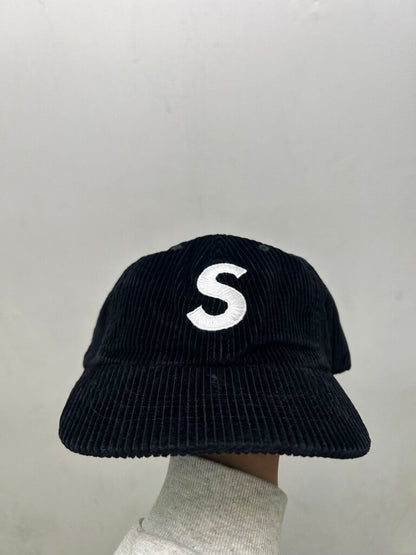 New Supreme Black White S Logo Hat