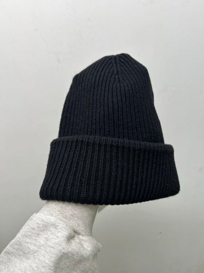 Preowned Chanel Beanie Black White CC Logo Beanie