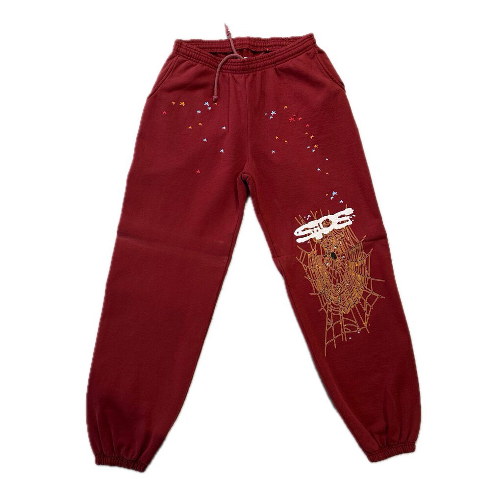 New Sp5der Burgundy Sweats sz.XL