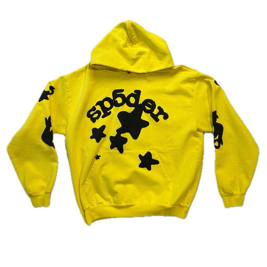 New Sp5der Yellow Big Star Hoodie sz.M