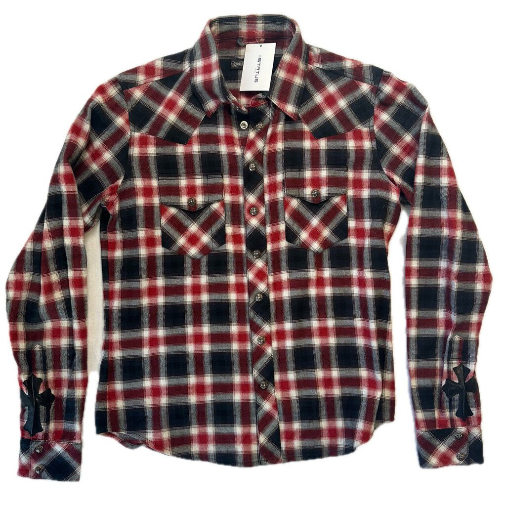 Preowned Chrome Hearts Red Wrist Patch Flannel Size Small