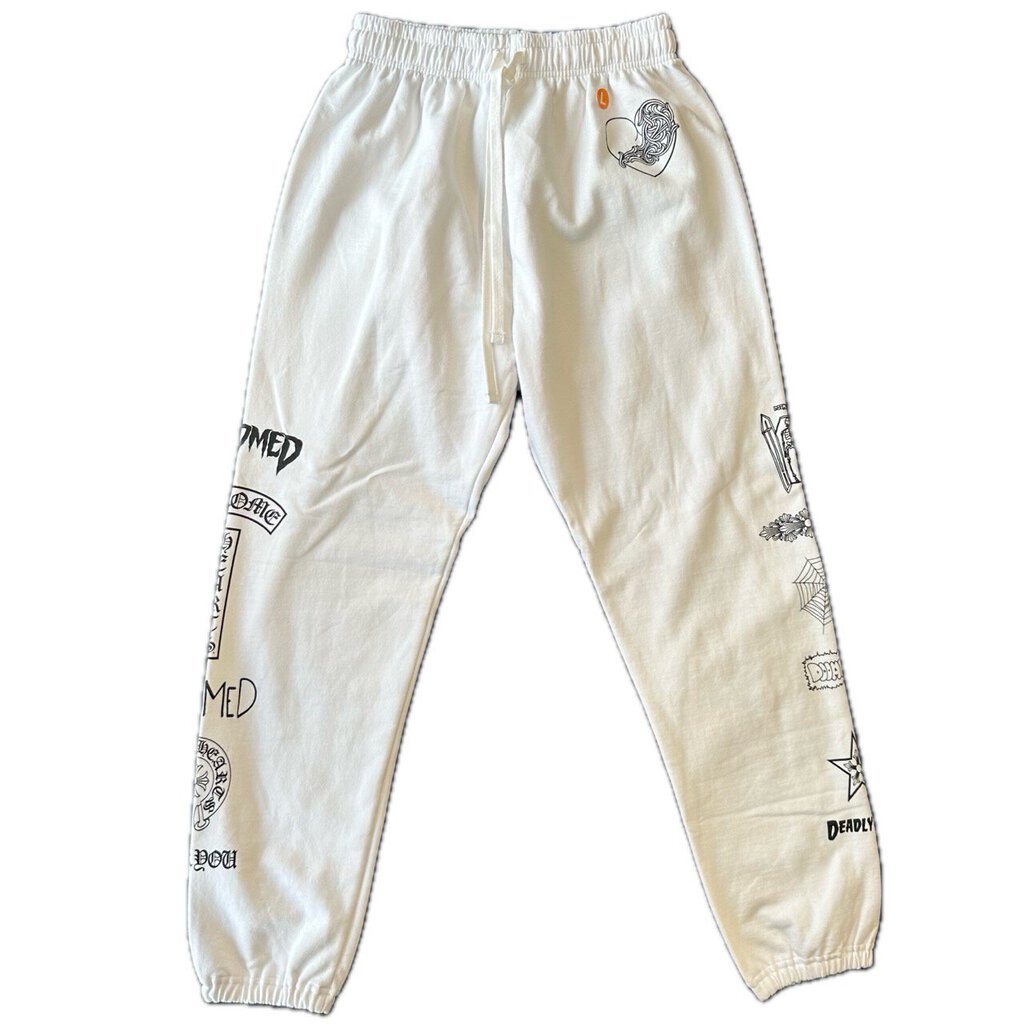 New Chrome Hearts White Deadly Doll Sweatpants Size Large