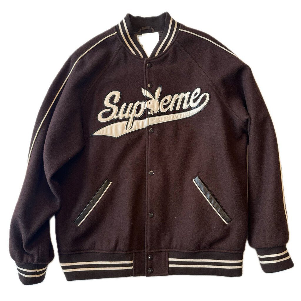 Preowned Supreme Brown Playboy Varsity Jacket size XL