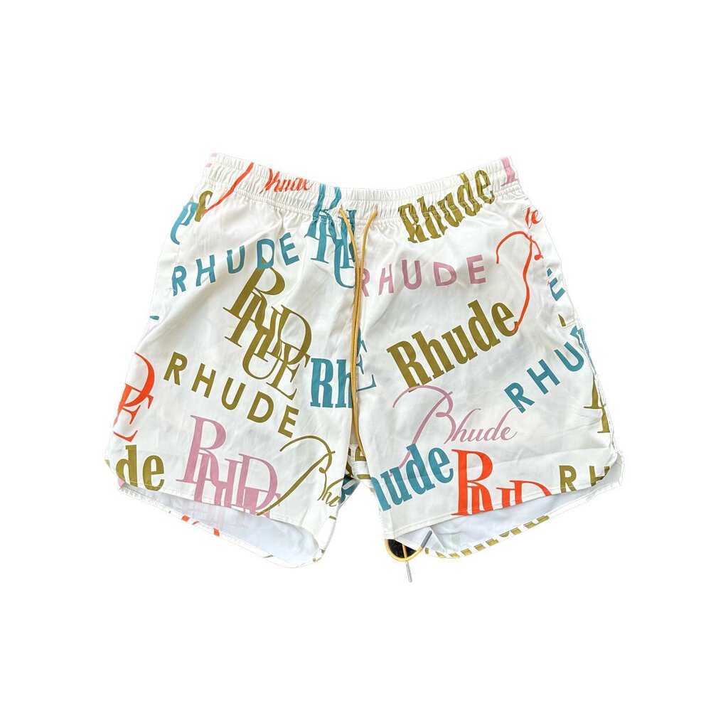 New Rhude Multi Color Logo Shorts size L